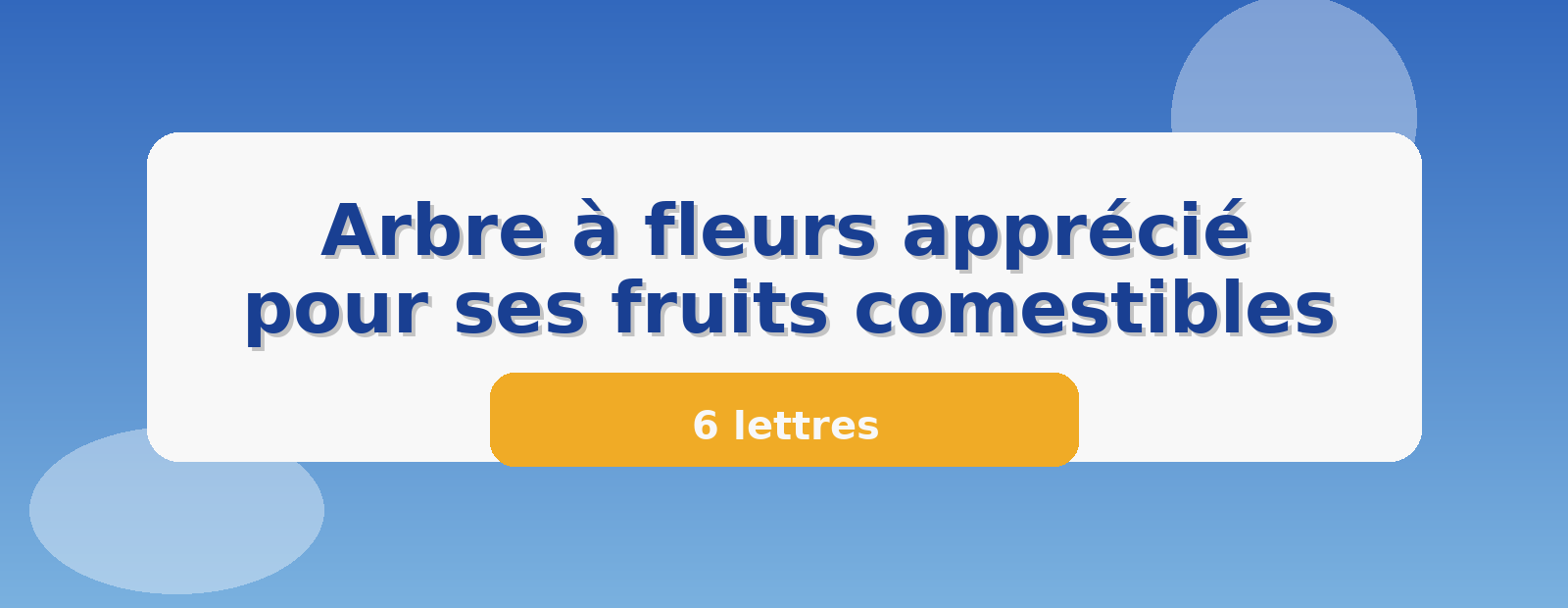 Arbre à fleurs apprécié pour ses fruits comestibles 6 lettres