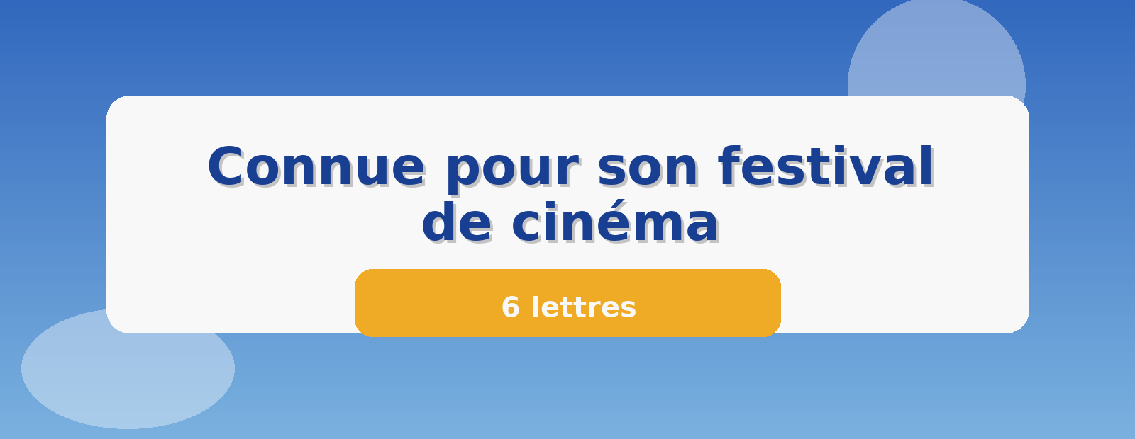 Connue pour son festival de cinéma 6 lettres