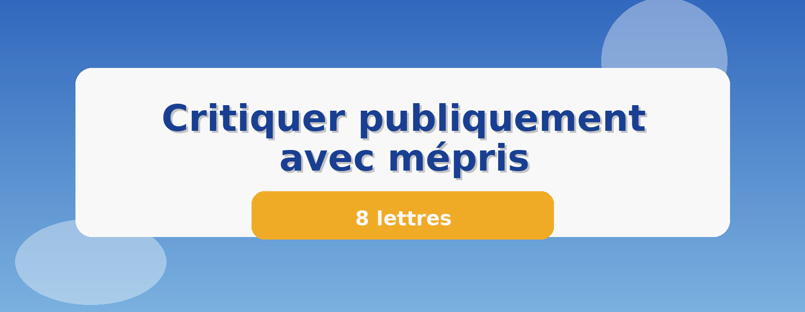 Critiquer publiquement avec mépris 8 lettres