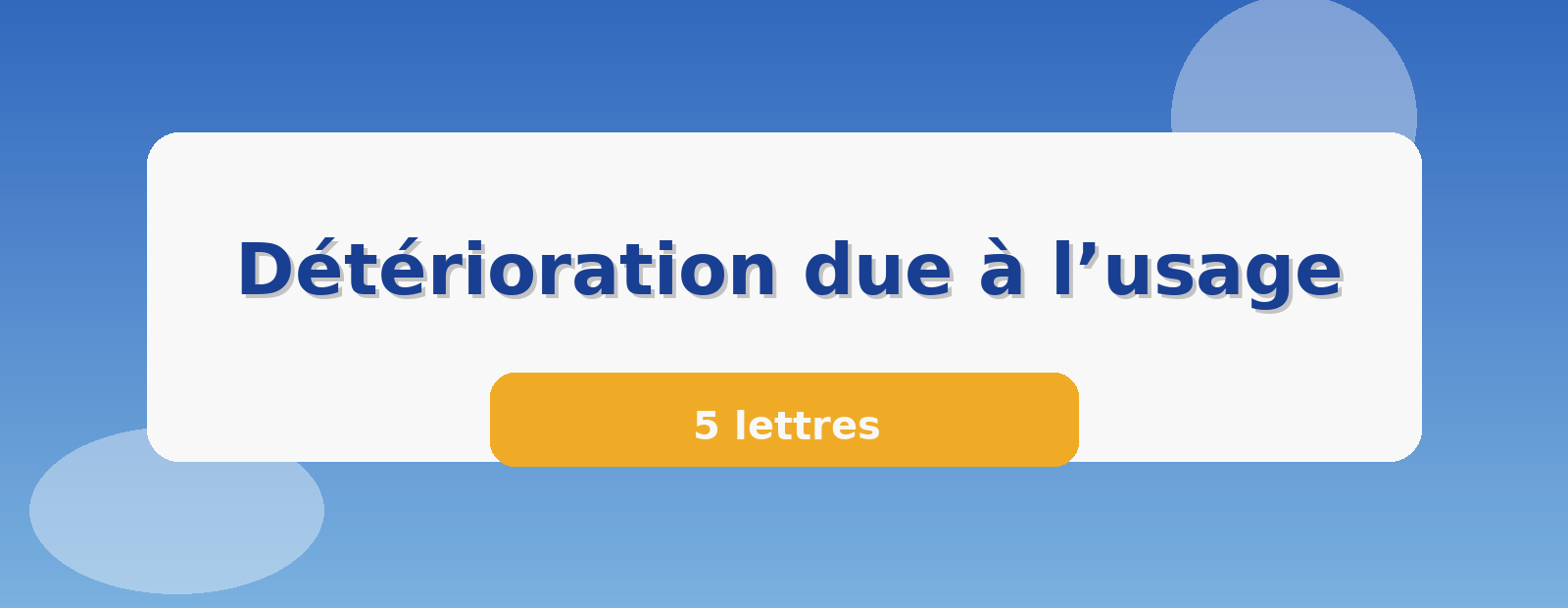 Détérioration due à l’usage 5 lettres