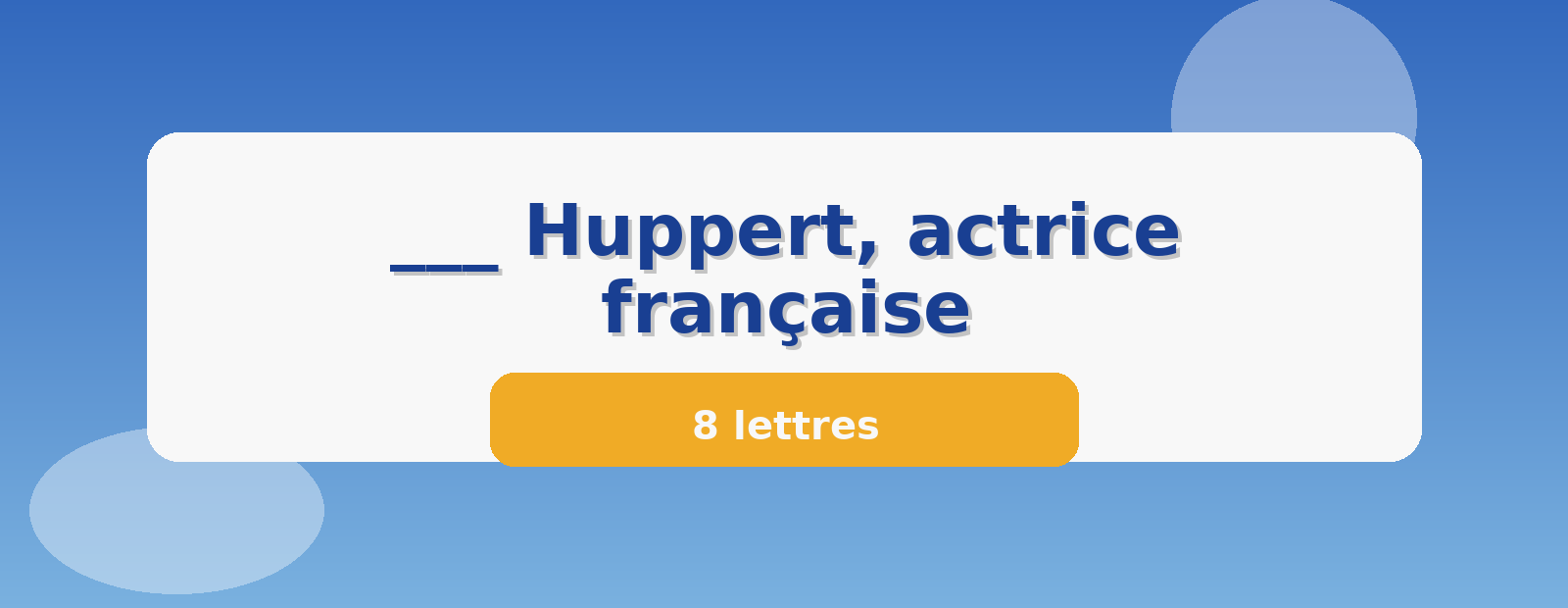 ___ Huppert, actrice française 8 lettres