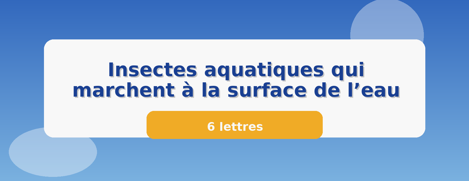 Insectes aquatiques qui marchent à la surface de l’eau 6 lettres
