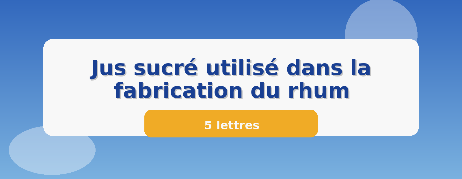 Jus sucré utilisé dans la fabrication du rhum 5 lettres