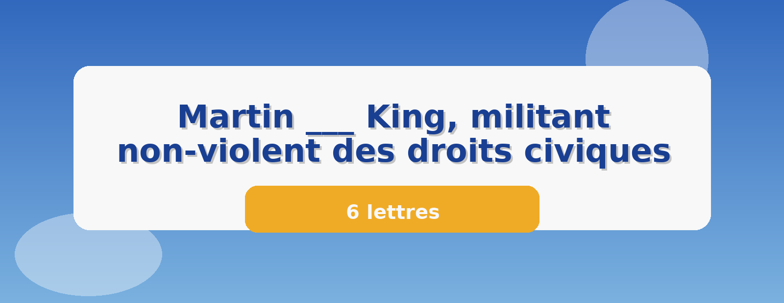 Martin ___ King, militant non-violent des droits civiques 6 lettres