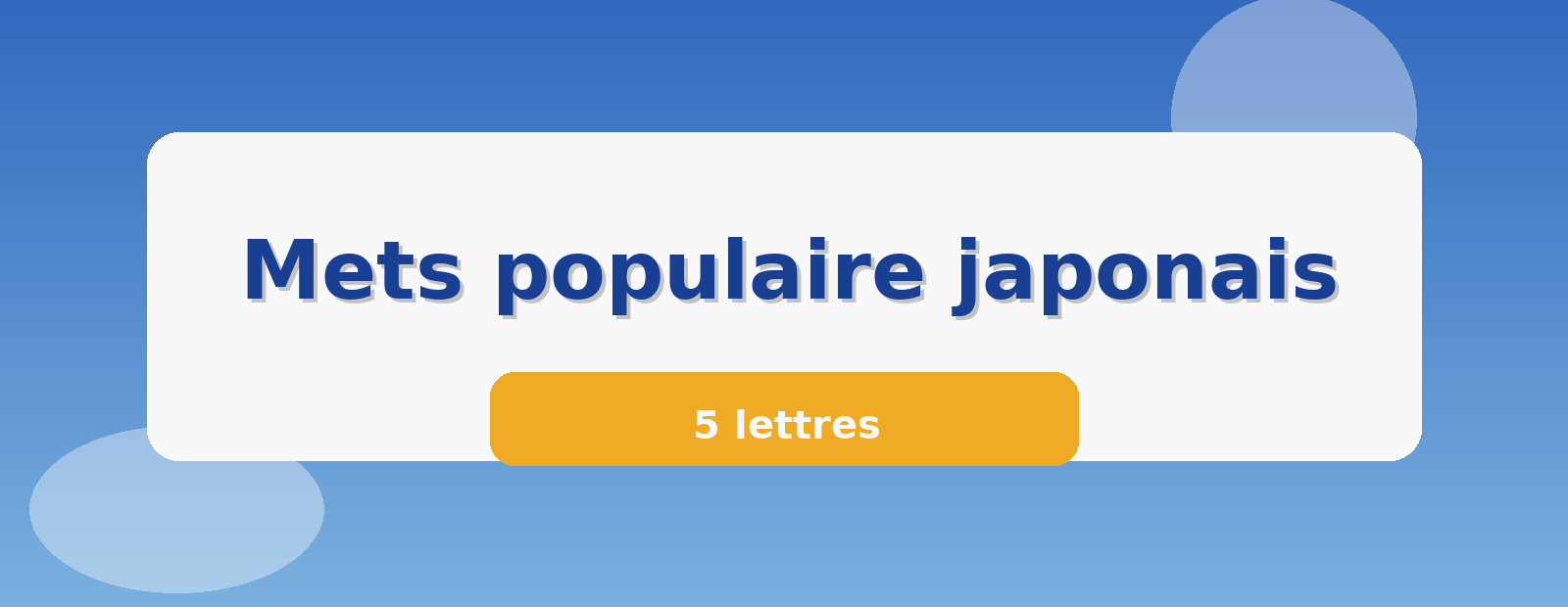 Mets populaire japonais 5 lettres