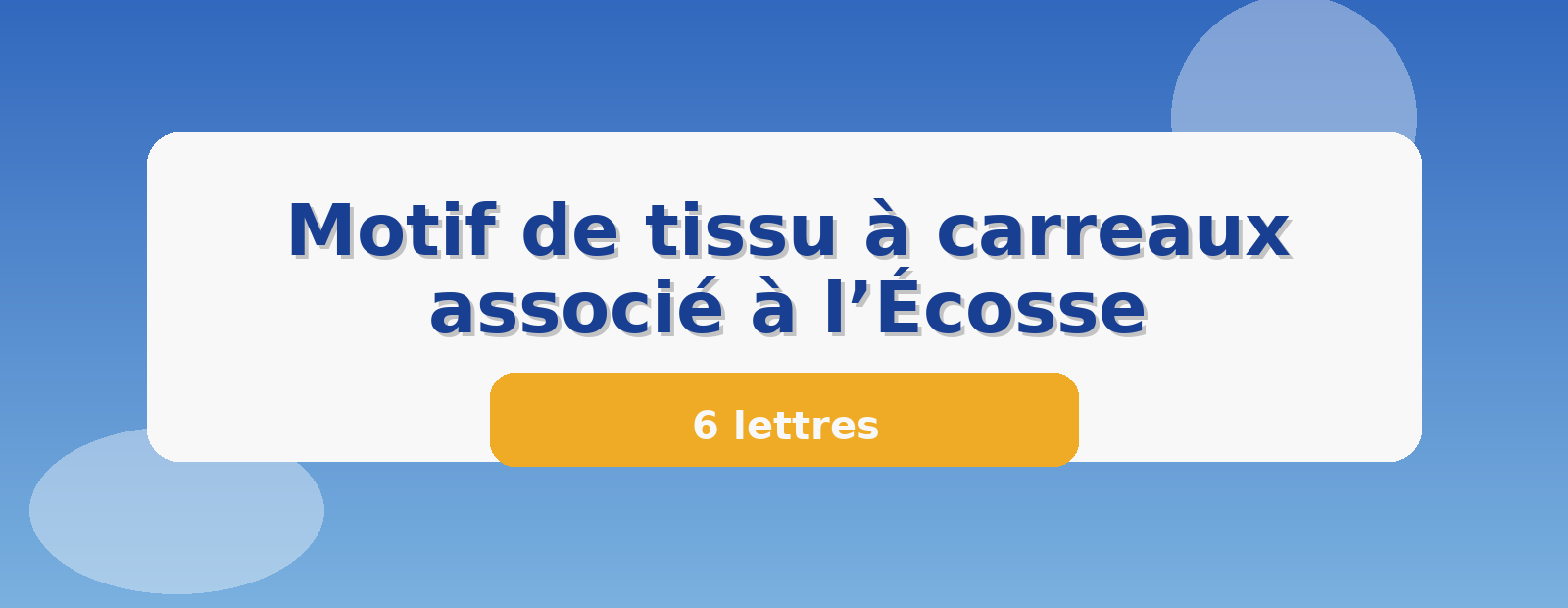 Motif de tissu à carreaux associé à l’Écosse 6 lettres