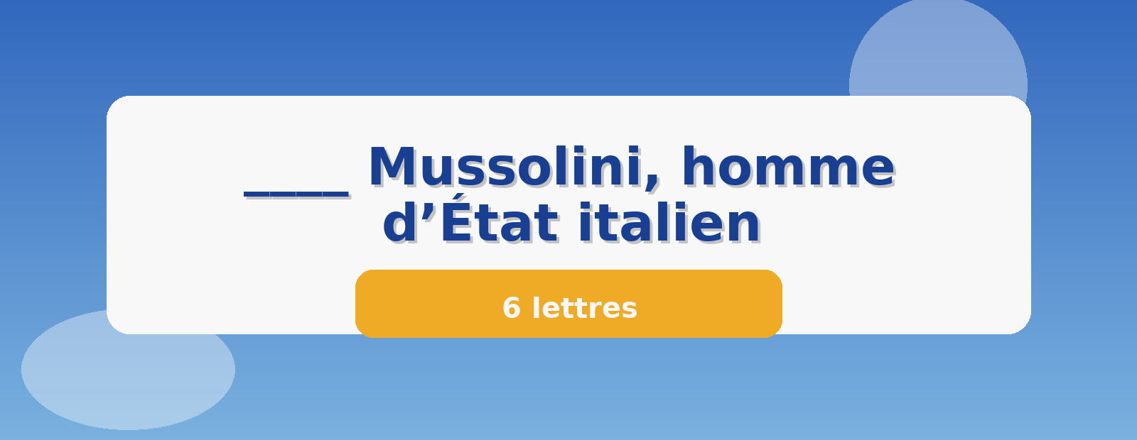 ____ Mussolini, homme d’État italien 6 lettres