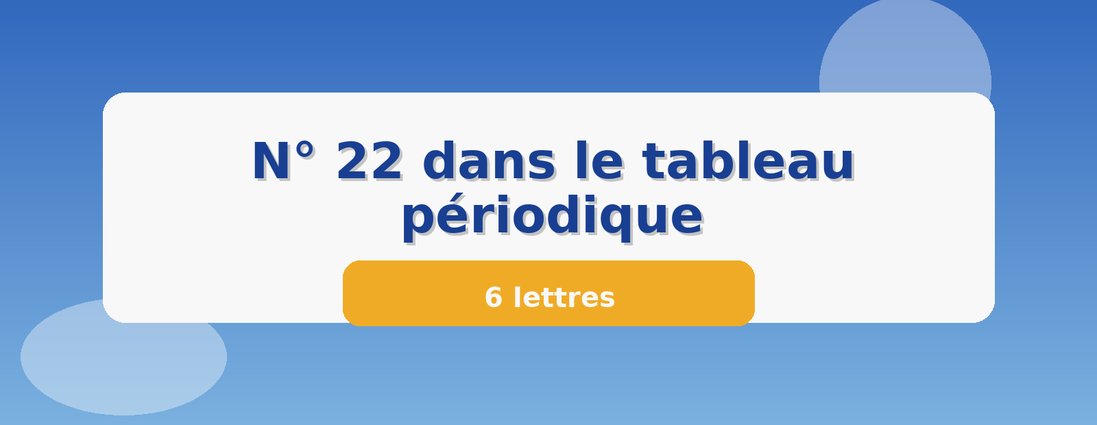 N° 22 dans le tableau périodique 6 lettres