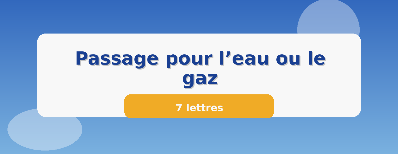Passage pour l’eau ou le gaz 7 lettres
