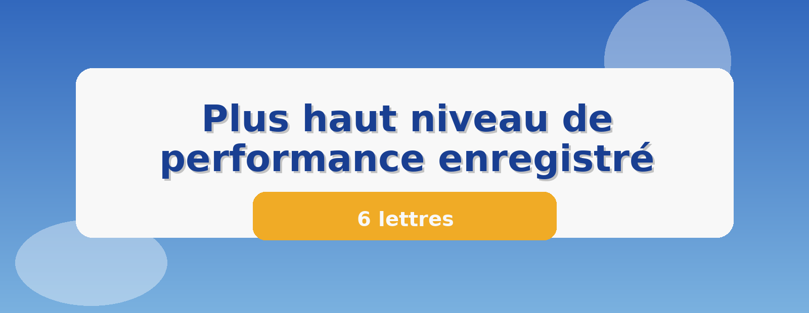 Plus haut niveau de performance enregistré 6 lettres