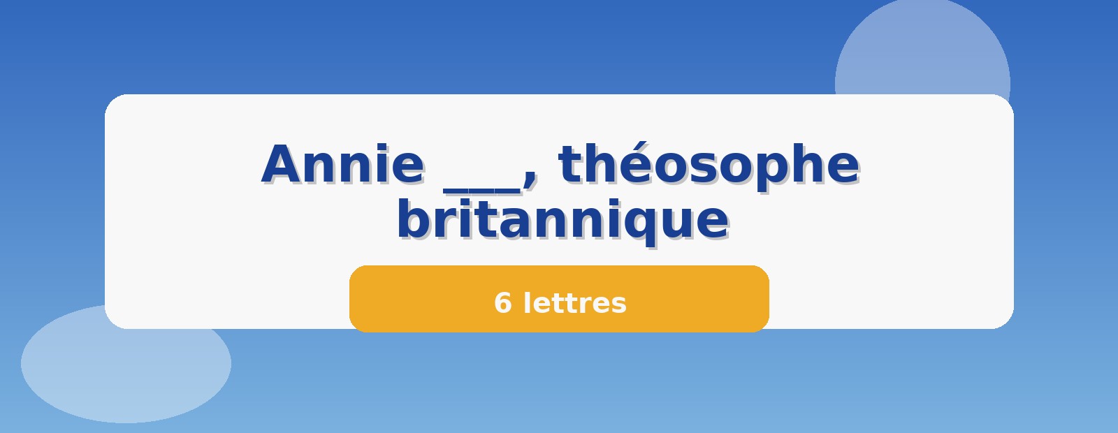 Annie ___, théosophe britannique 6 lettres