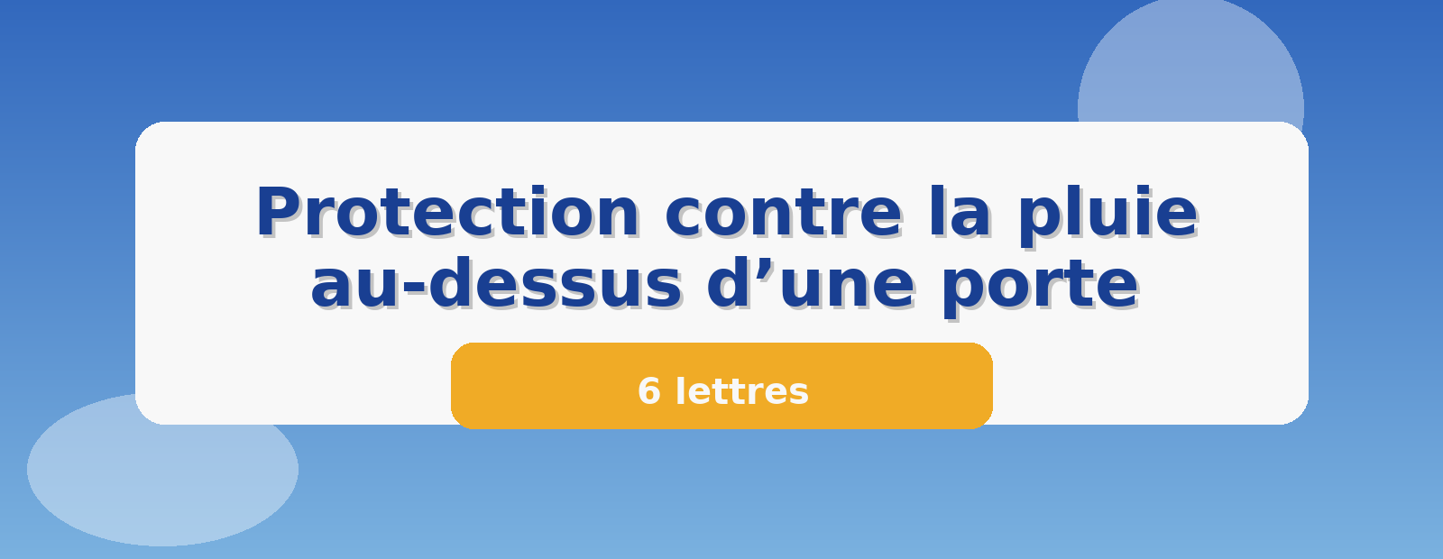 Protection contre la pluie au-dessus d’une porte 6 lettres