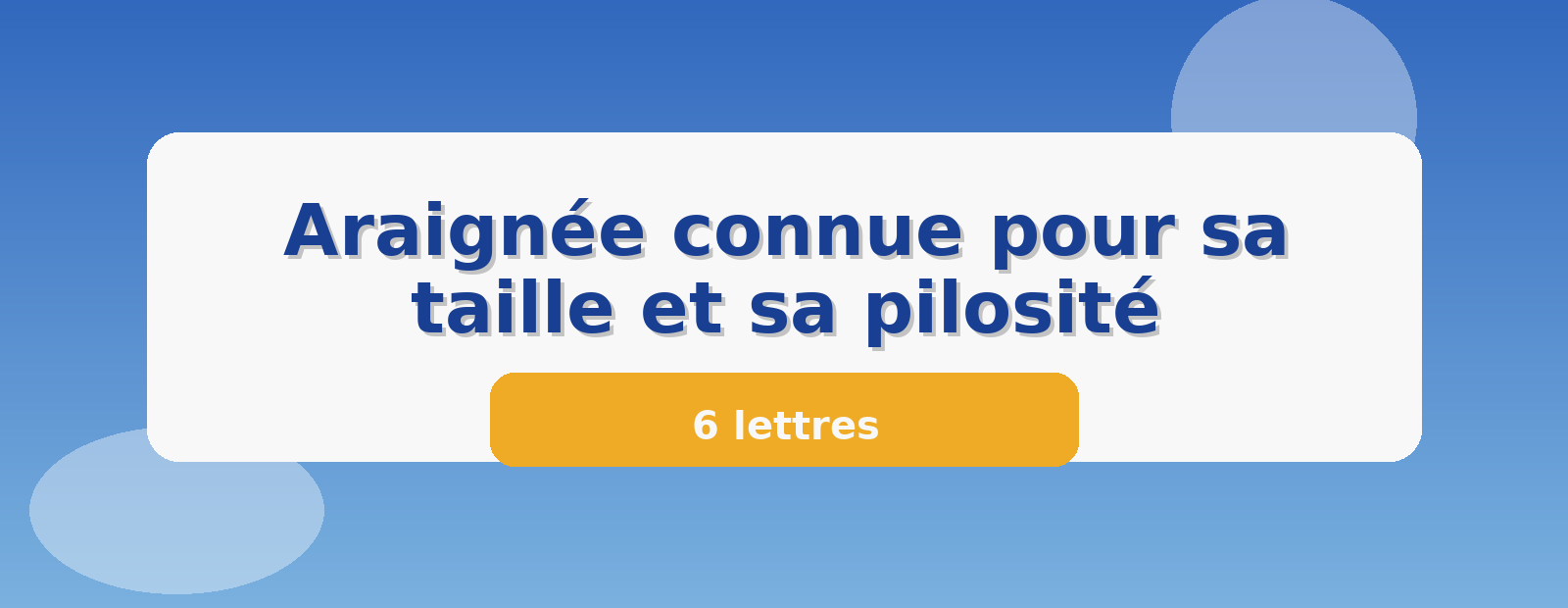 Araignée connue pour sa taille et sa pilosité 6 lettres