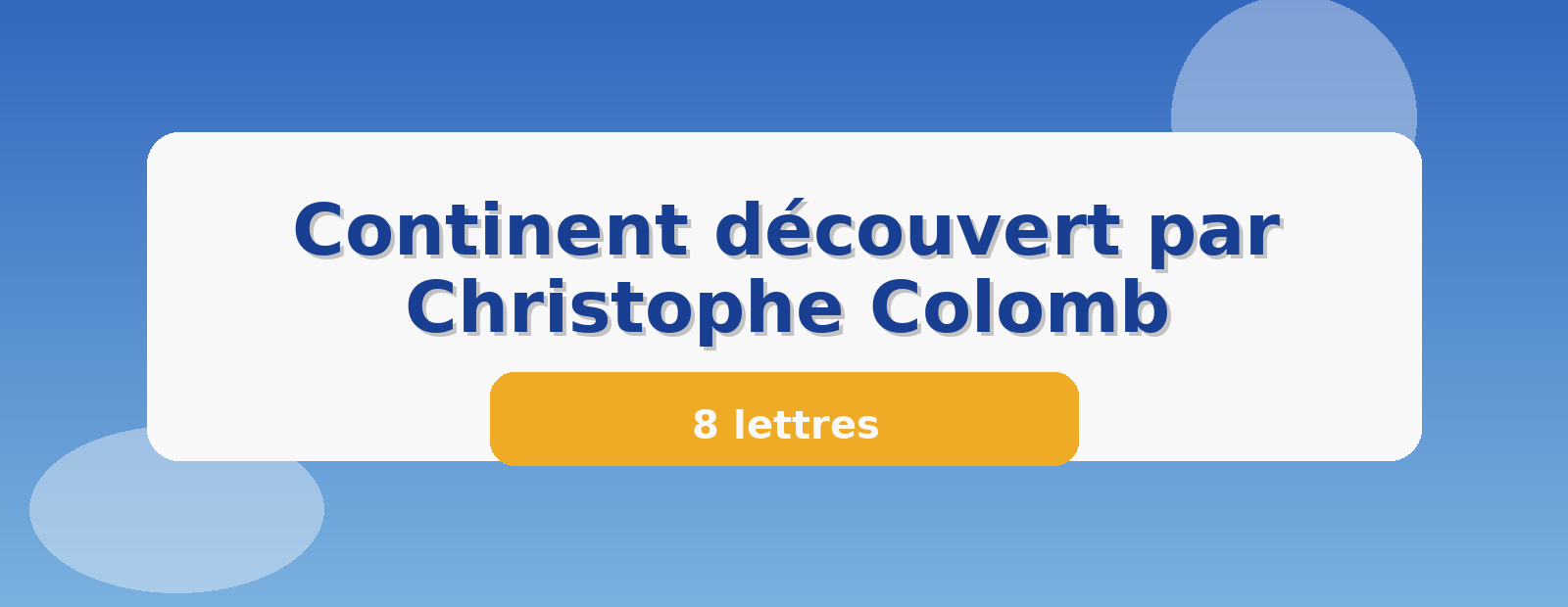 Continent découvert par Christophe Colomb 8 lettres