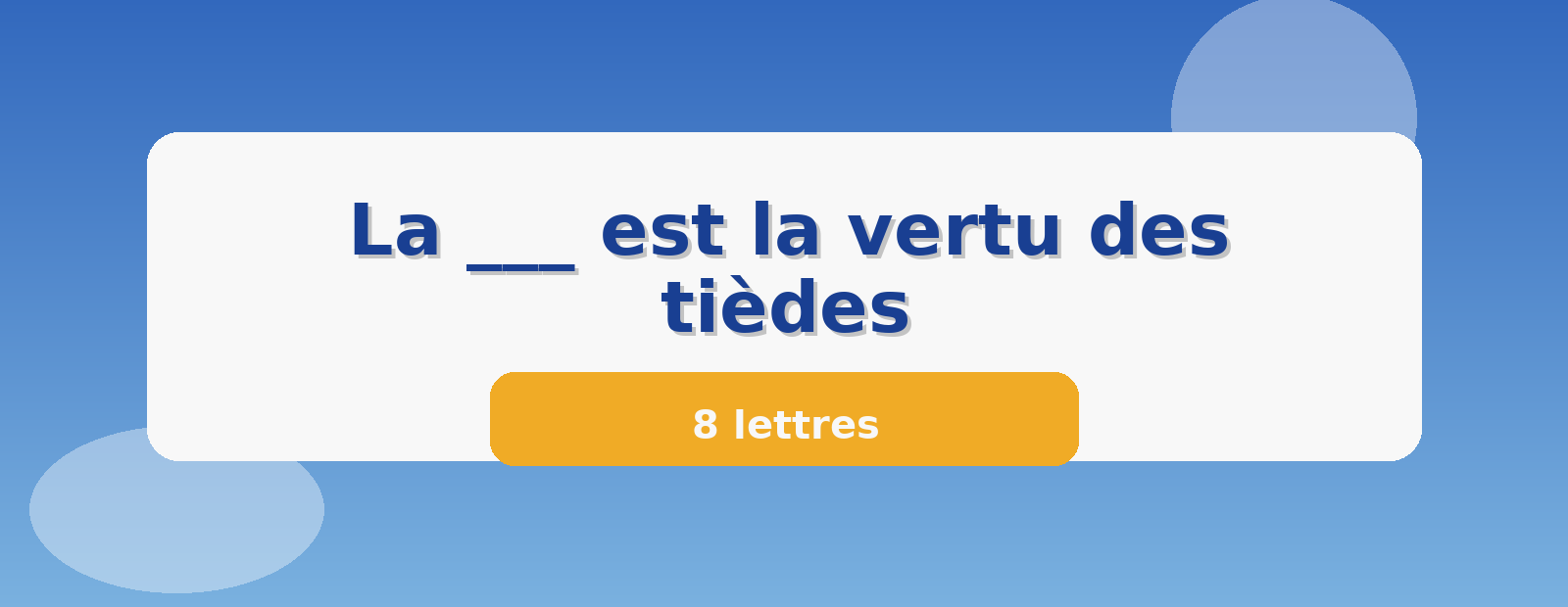 La ___ est la vertu des tièdes 8 lettres