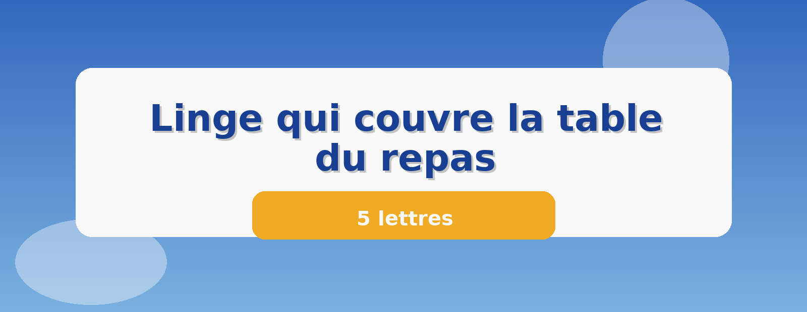 Linge qui couvre la table du repas 5 lettres