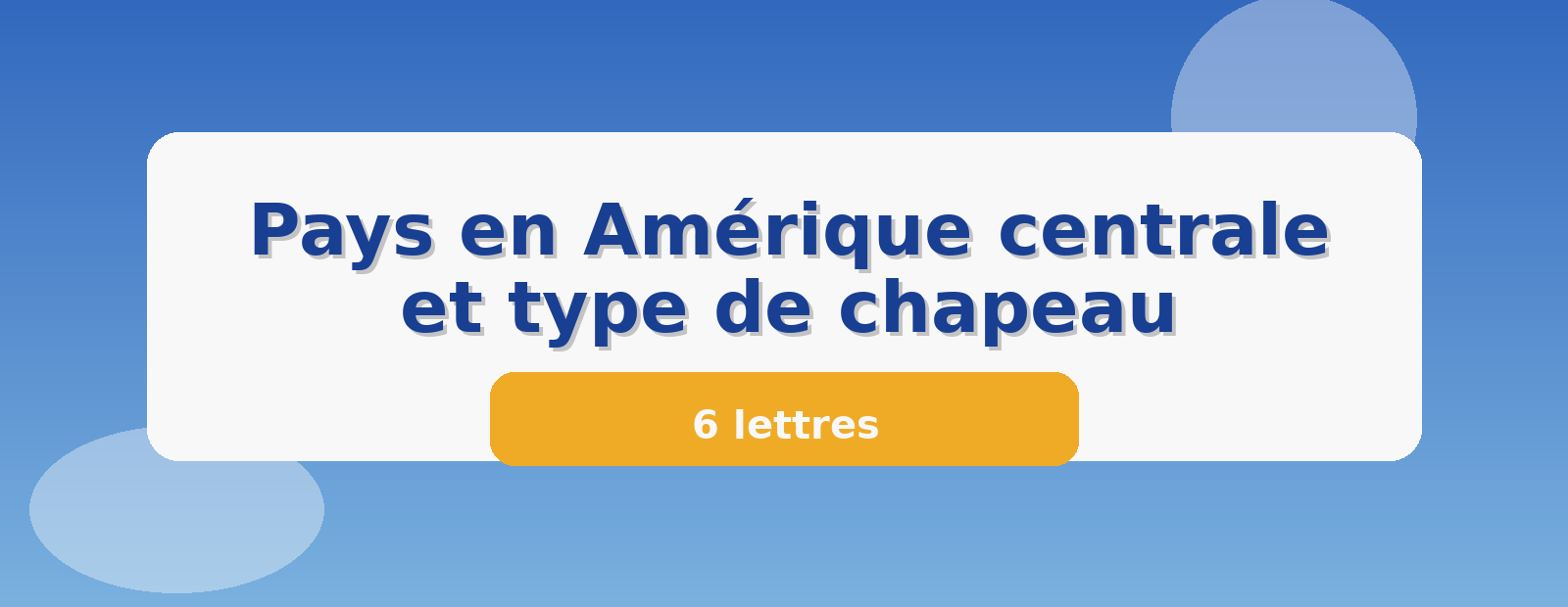 Pays en Amérique centrale et type de chapeau 6 lettres