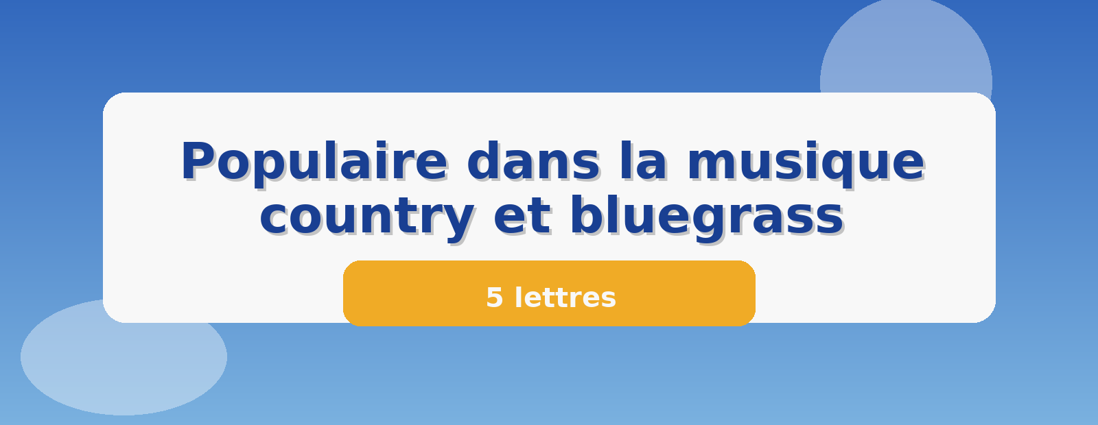 Populaire dans la musique country et bluegrass 5 lettres
