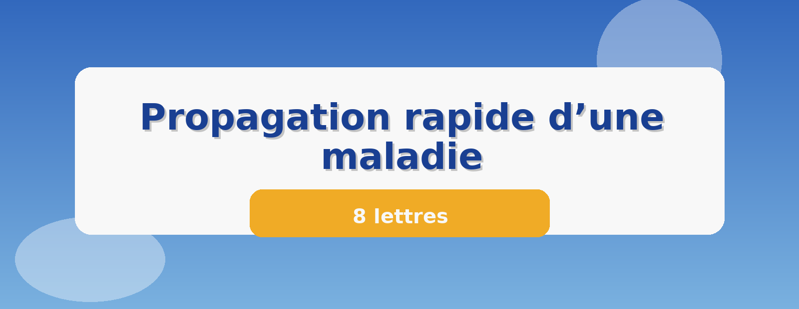 Propagation rapide d’une maladie 8 lettres