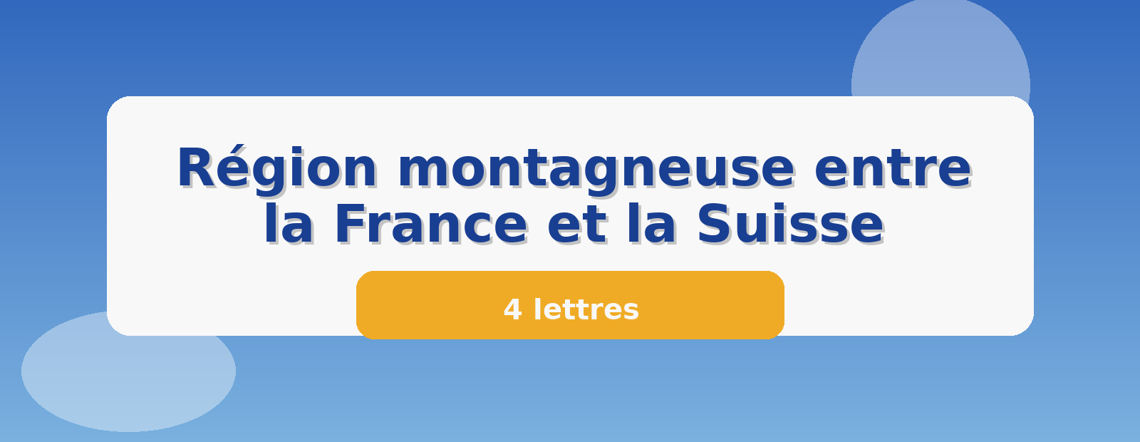 Région montagneuse entre la France et la Suisse 4 lettres