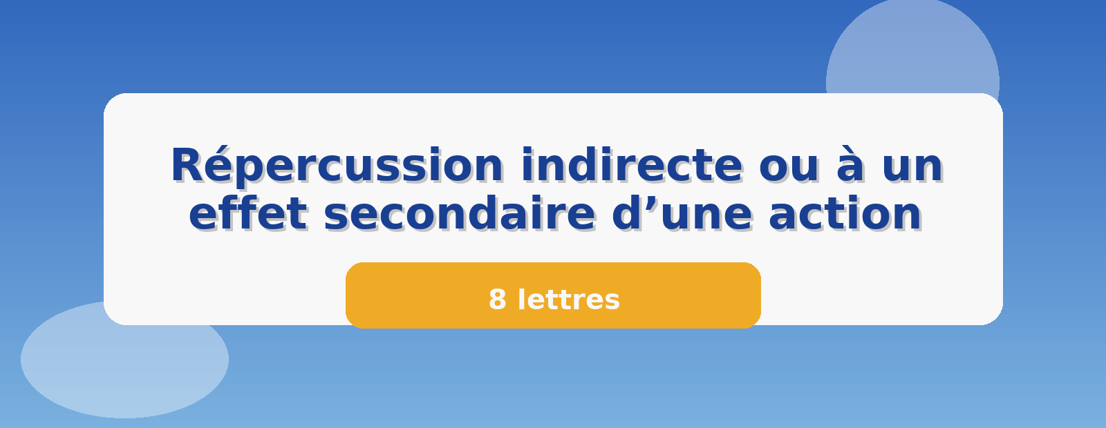 Répercussion indirecte ou à un effet secondaire d’une action 8 lettres