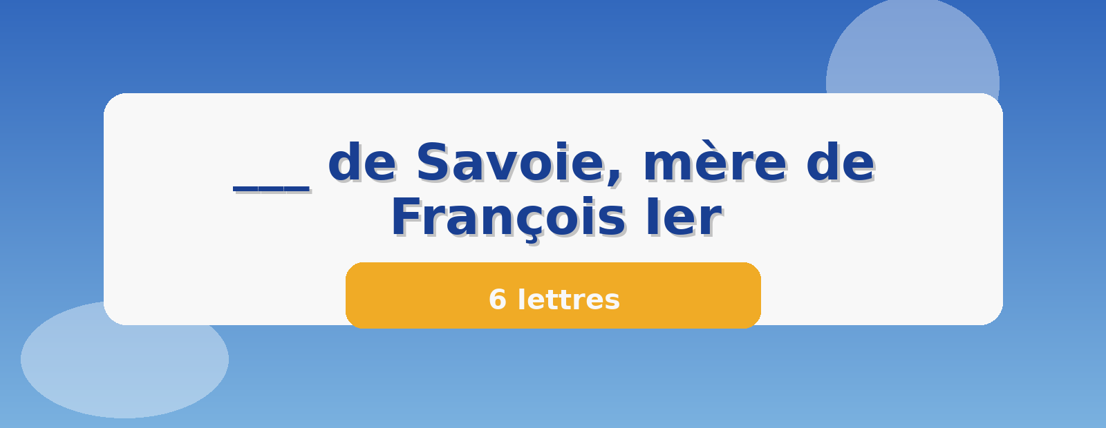 ___ de Savoie, mère de François Ier 6 lettres