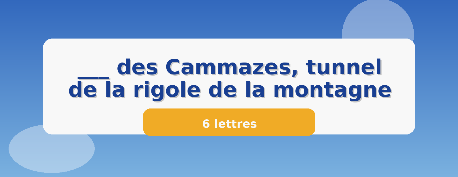 ___ des Cammazes, tunnel de la rigole de la montagne 6 lettres