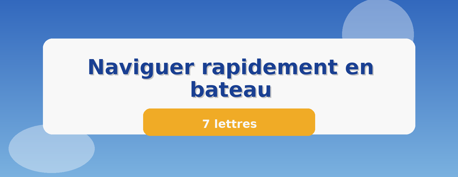 Naviguer rapidement en bateau 7 lettres