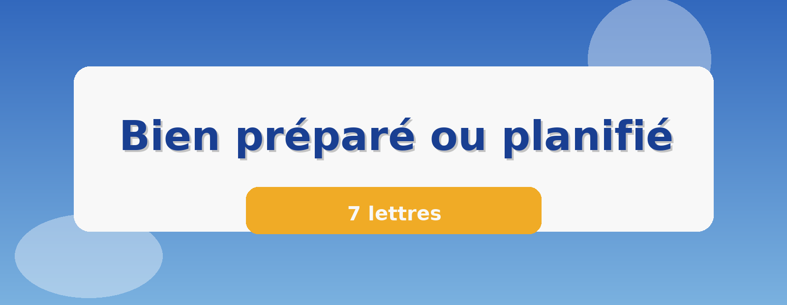 Bien préparé ou planifié 7 lettres