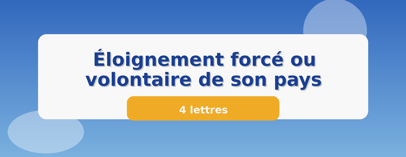 Éloignement forcé ou volontaire de son pays 4 lettres