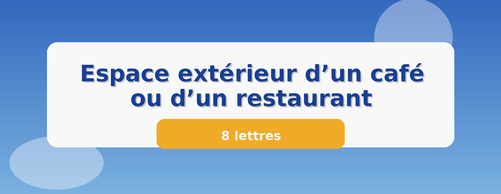 Espace extérieur d’un café ou d’un restaurant 8 lettres