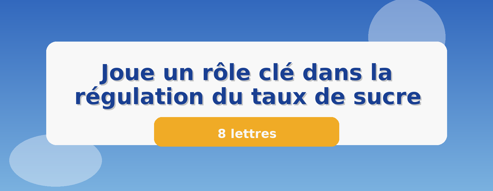 Joue un rôle clé dans la régulation du taux de sucre 8 lettres