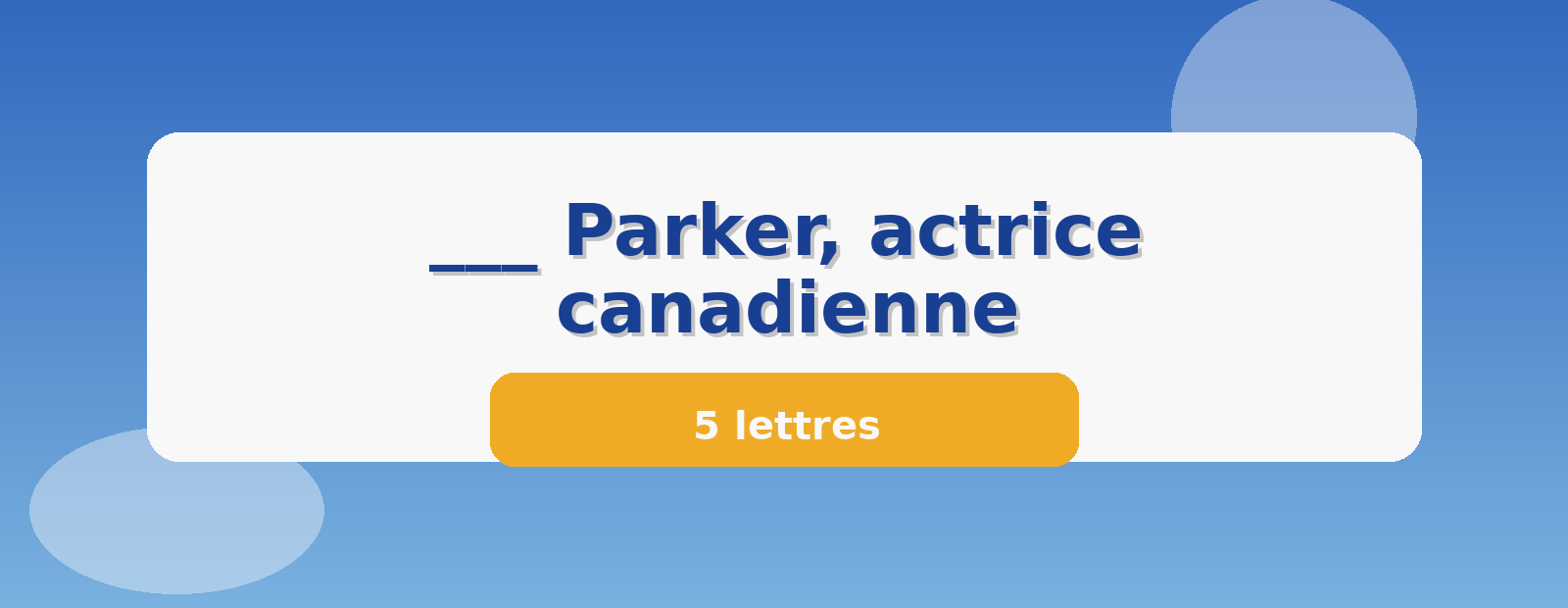 ___ Parker, actrice canadienne 5 lettres