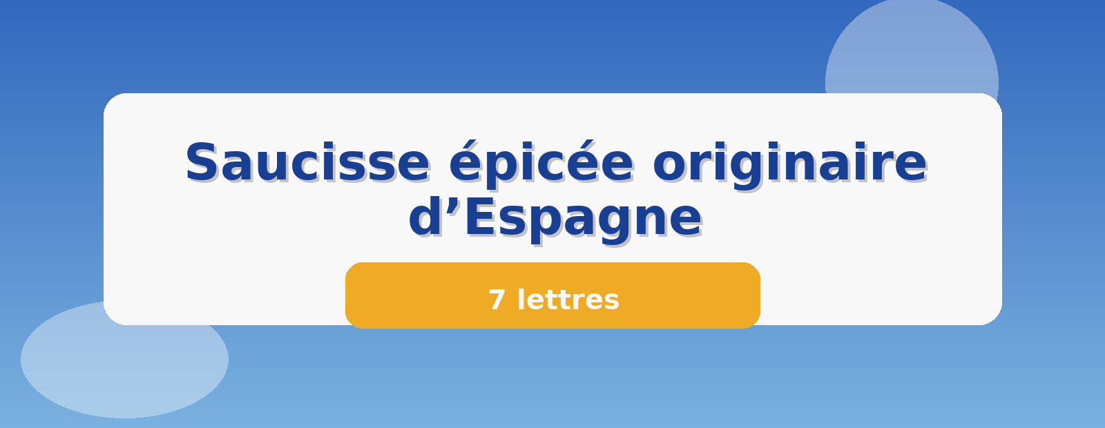 Saucisse épicée originaire d’Espagne 7 lettres