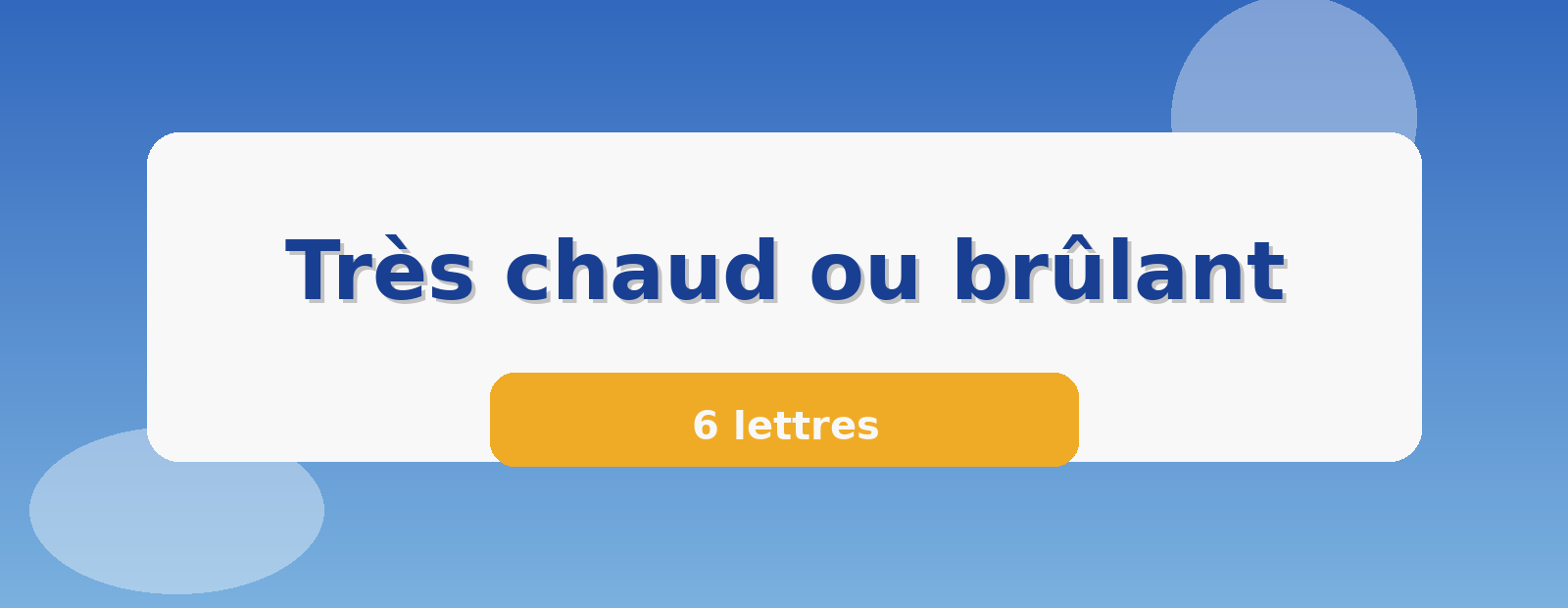 Très chaud ou brûlant 6 lettres
