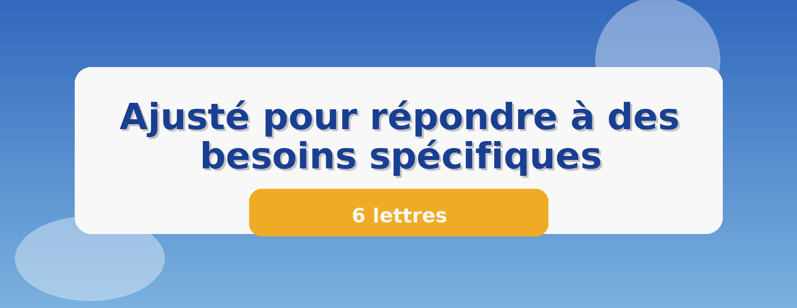 Ajusté pour répondre à des besoins spécifiques 6 lettres