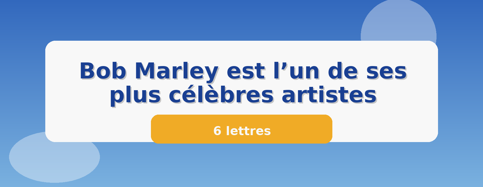 Bob Marley est l’un de ses plus célèbres artistes 6 lettres
