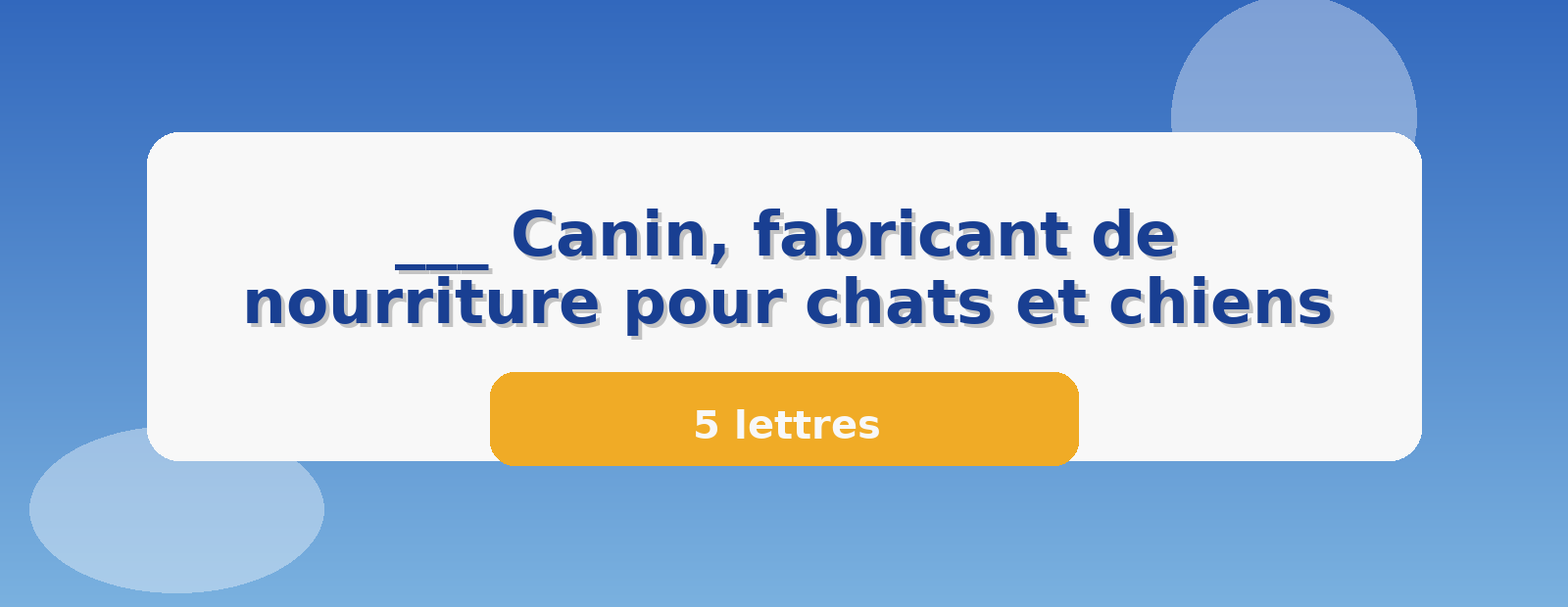___ Canin, fabricant de nourriture pour chats et chiens 5 lettres