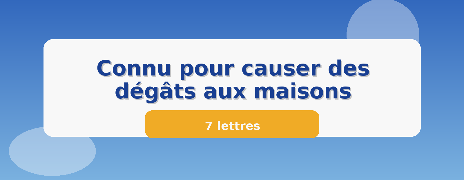 Connu pour causer des dégâts aux maisons 7 lettres