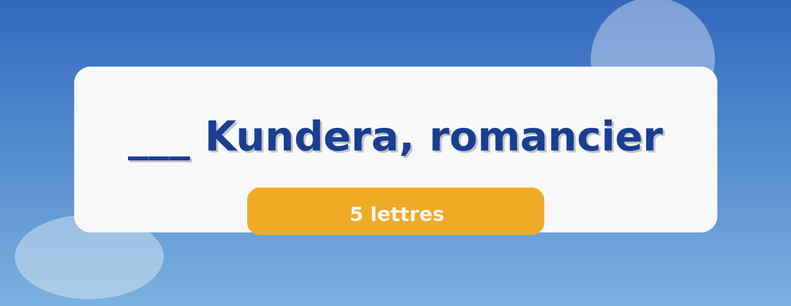 ___ Kundera, romancier 5 lettres