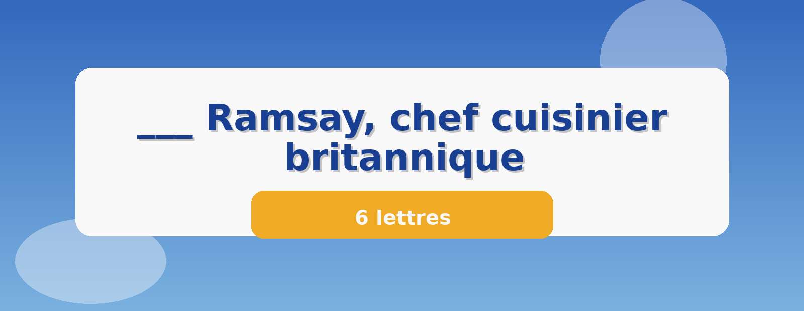 ___ Ramsay, chef cuisinier britannique 6 lettres