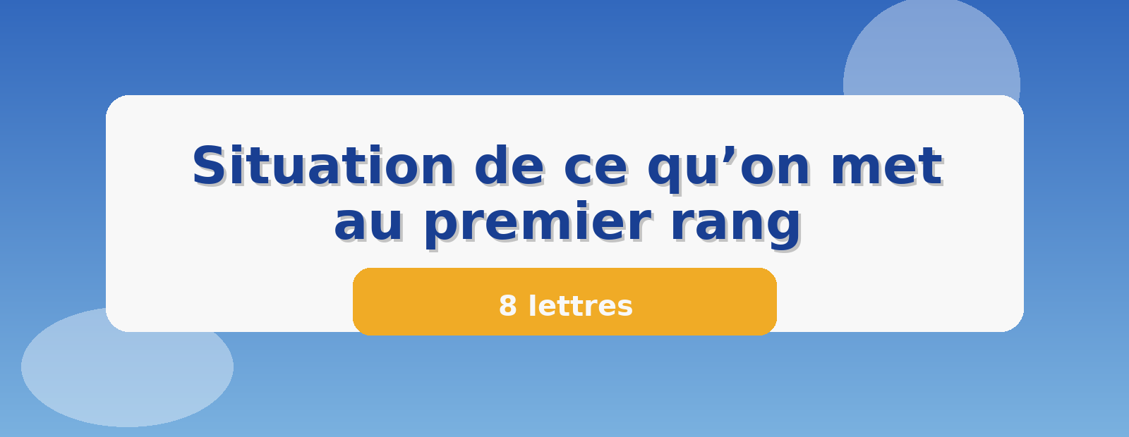Situation de ce qu’on met au premier rang 8 lettres